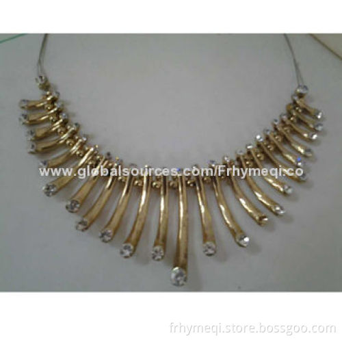 2014hot selling metal necklaces with crystal stone, chocker
